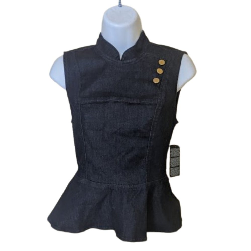 GUESS  Blue Denim Jean Peplum Top Size XS NEW NWT